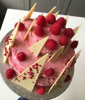 Pink and perky: the white chocolate cake
