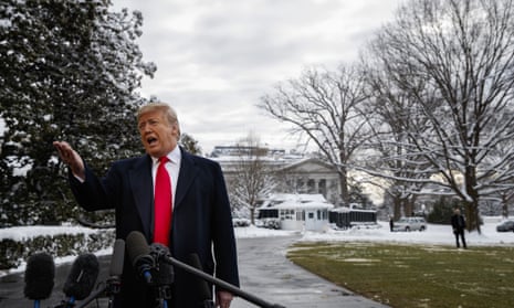 Donald Trump<br>President Donald Trump talks with reporters on the South Lawn of the White House before departing for the American Farm Bureau Federation's 100th Annual Convention in New Orleans, Monday, Jan. 14, 2019, in Washington. (AP Photo/ Evan Vucci)