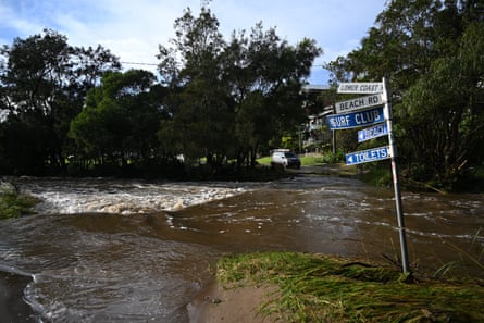 Flooding cut roads in the suburb of Stanwell Park in Illawarra, Wollongong, on Saturday.