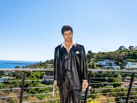 A statue of Tony Montana on his terrace.