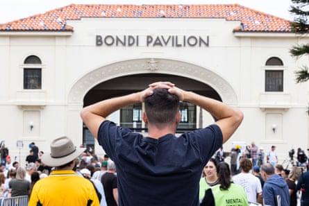 People pay their respects at the Bondi Pavilion after the December attack
