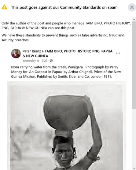Historical photos from Papua New Guinea deleted by Facebook.