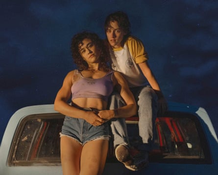 Lurid romp … Kristen Stewart with Katy O’Brian in Love Lies Bleeding.