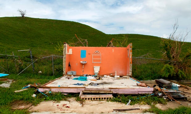 A house destroyed by hurricane Maria. The issue of loss and damage from climate change between developed and developing nations is contentious. 