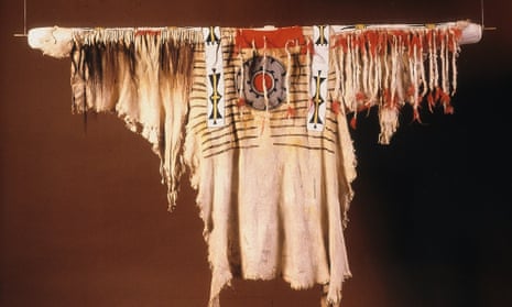A Blackfooot buckskin shirt, once the property of the chief Crowfoot.
