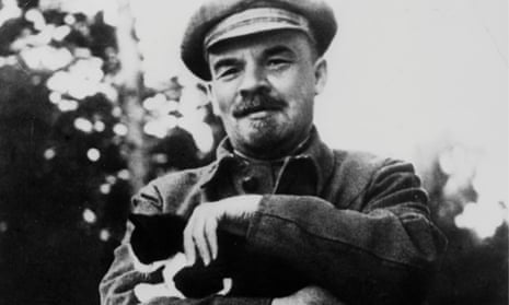 Lenin cradles a cat in his arms