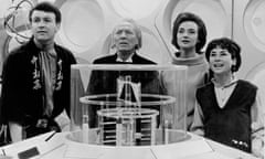 William Russell, left, as Ian Chesterton, with William Hartnell as the Doctor,  Jacqueline Hill as Barbara and Carole Ann Ford as Susan in the Doctor Who serial The Keys of Marinus, 1964.