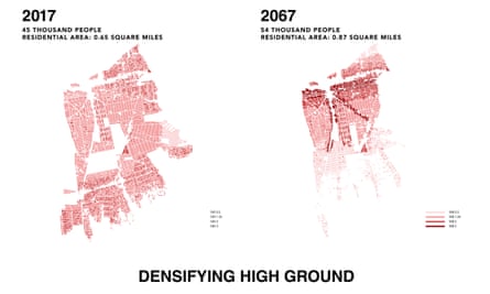 Map showing the proposal to densifying to densify high ground in New Mastic by 2067