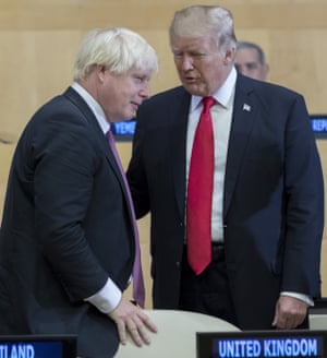 Donald Trump and Boris Johnson at a UN General Assembly meeting, New York, Sep 2017