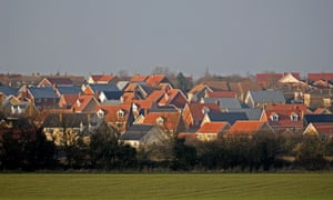 Newly built housing estate in the English countryside, Debenham, Suffolk, UK