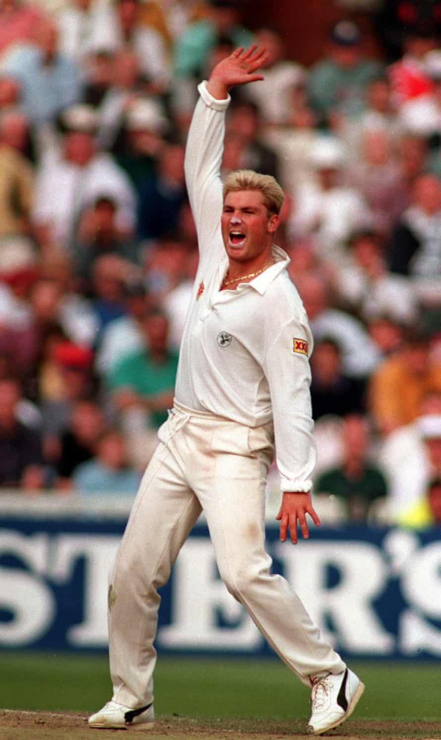 Shane Warne in action in the same Test.