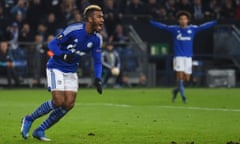 FC Schalke 04 v APOEL FC - UEFA Europa League<br>GELSENKIRCHEN, GERMANY - NOVEMBER 26:  Eric Maxim Choupo Moting of Schalke celebrates after scoring his teams first goal during the UEFA Europa League Group K match between FC Schalke 04 and APOEL FC on November 26, 2015 in Gelsenkirchen, Germany.  (Photo by Lars Baron/Bongarts/Getty Images)