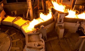 The copper smelter at Mopani Mines in Mufulira, Zambia.