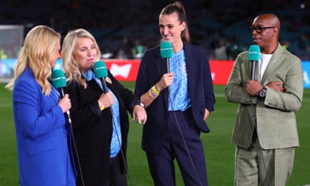Emma Hayes working as a pundit at the Women’s World Cup final in Sydney in August. More media work is also a possibility if she were to move into international management.