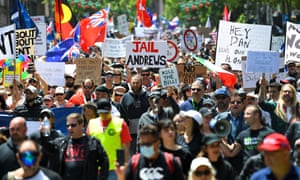 People protest against mandatory vaccinations and lockdown measures in Melbourne