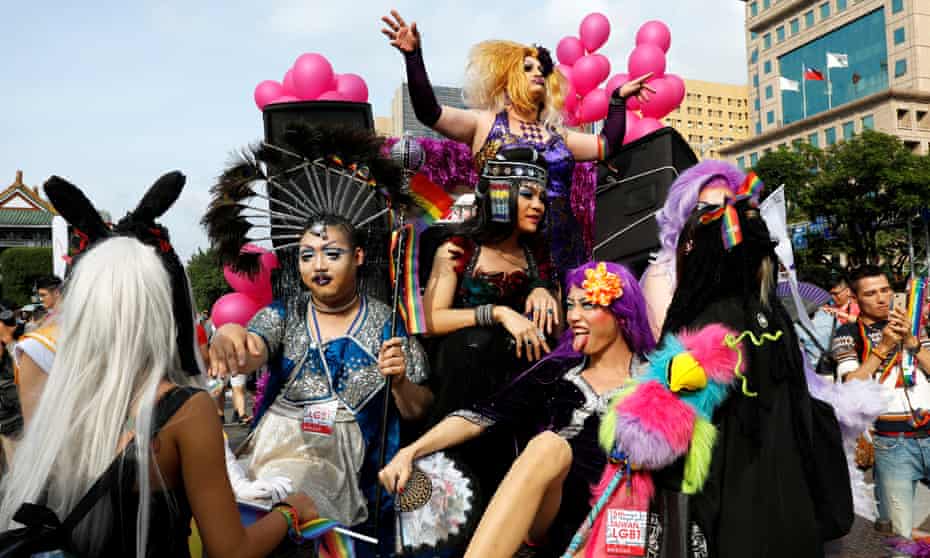 Participants in the Taipei gay pride parade