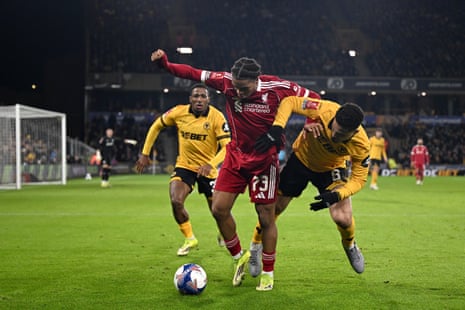 Rio Ngumoha is challenged by Joao Gomes.