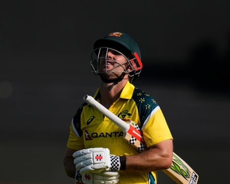 Australia's captain Mitchell Marsh leaves the field after being dismissed during the first ODI against South Africa.