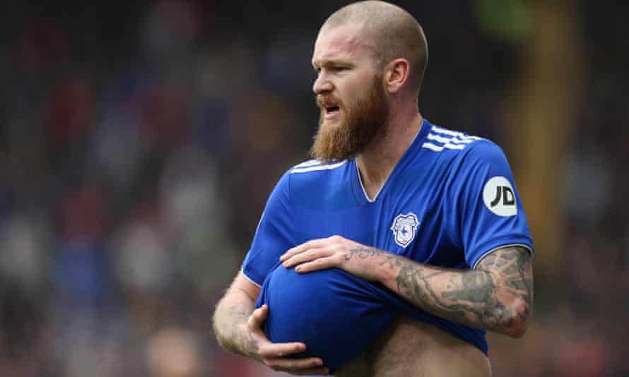 Cardiff’s Aron Gunnarsson dries the ball so as to better find an opposition player.