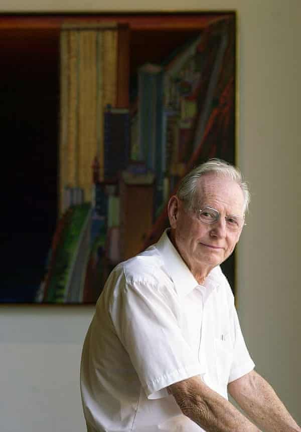 Wayne Thiebaud at an exhibition of his work