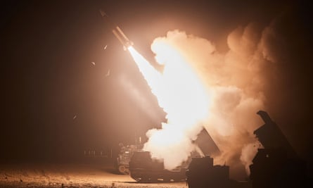 An Atacms surface-to-surface missile is fired during a joint military training between the US and South Korea at an unidentified location in South Korea, 6 June 2022.
