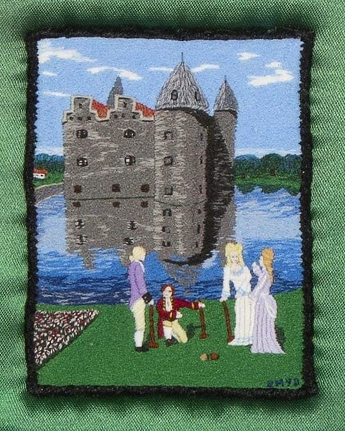 Embroidery of medieval scene