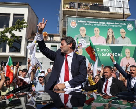 Andre Ventura campaigning in Sabugal, central Portugal.