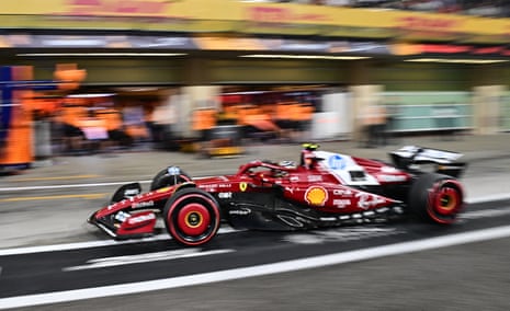 Lewis Hamilton comes out of the pit.