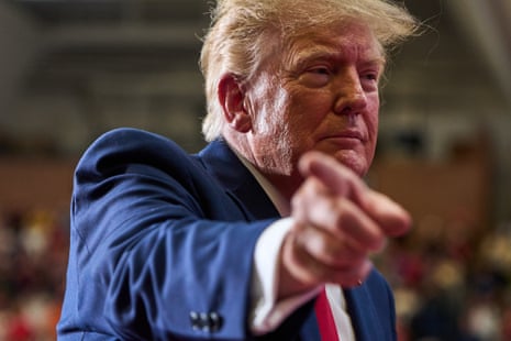 Donald Trump at a campaign rally at McMorran Place Sports and Entertainment Center, on 25 October 2026, in Port Huron, Michigan