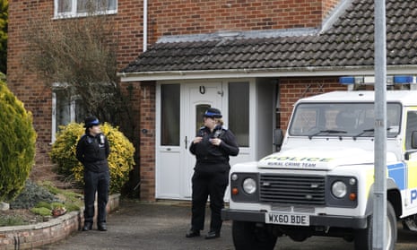 Police officers outside Sergei Skripal’s house last month.