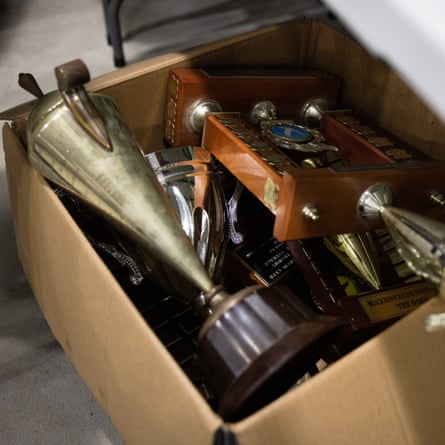 A box of Trevor Steeds trophy’s.