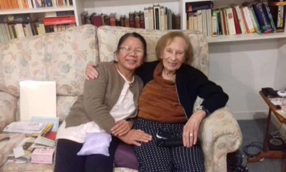 Simon Hattenstone's mum Marje, with her care worker Josie.