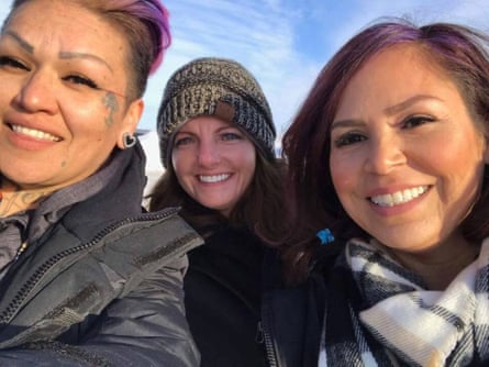 From left: Kristen Tuske, Alicia Custer and Holly Young at Standing Rock.