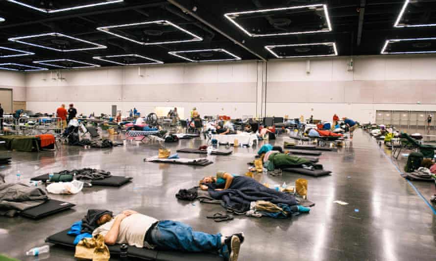 Portland residents took refuge at a cooling station as temperatures in the city hit a shocking 116F.