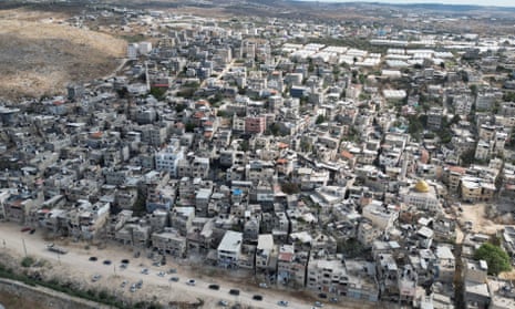 A drone view shows Nur Shams refugee camp near Tulkarm, in the Israeli-occupied West Bank.