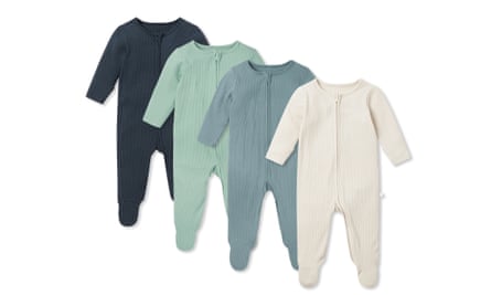 MORI Ribbed Clever Zip Sleepsuit 4 pack
