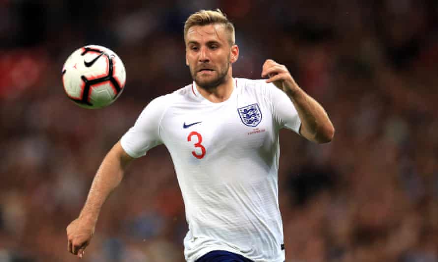 Luke Shaw playing for England against Spain in September 2018
