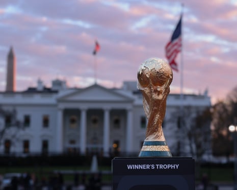 The Fifa World Cup trophy outside the White House on 2 December.