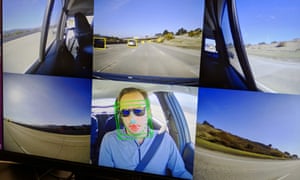 Images from Co-Pilot’s cameras monitoring the road and other drivers as well as the driver in the automated car.