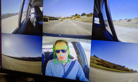 Images from Copilot’s cameras monitoring the road and other drivers as well as the driver in the automated car.