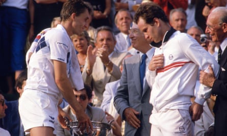Lendl and McEnroe at the end of the epic match.