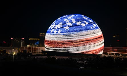 The Sphere lights up the Las Vegas skyline for the first time on Fourth of July.