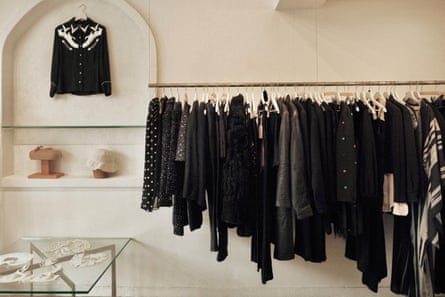 A rail of black clothes at Skat Vintage