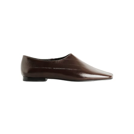 Cos square-toe eel-effect leather flats