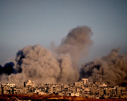 Smoke rises following an Israeli military strike in the northern Gaza Strip.