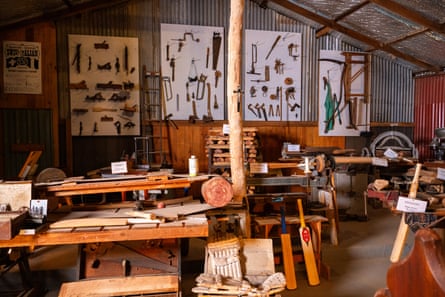 A display showing the bat-making process