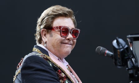 Elton John on stage during his performance in Auckland