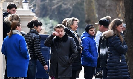 Russian diplomats and family members leave the Russian embassy in central London, 20 March 2018.