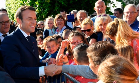 Emmanuel Macron greeting supporters last week.