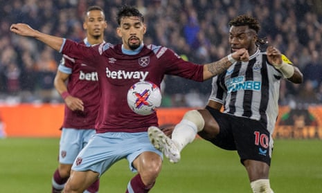 West Ham and Newcastle, two of the clubs with gambling sponsors on the front of their shirts, in action this month.